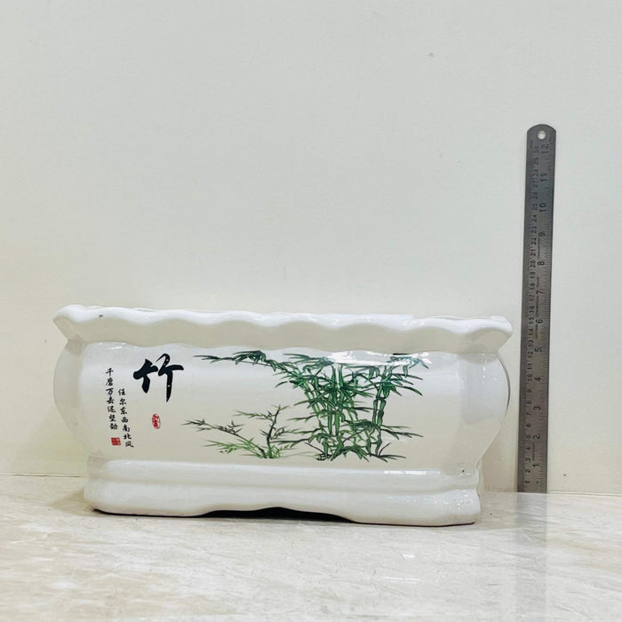 Rectangular Chinese bamboo design planter