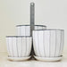 Monochrome stripe ceramic planter set with matching saucers