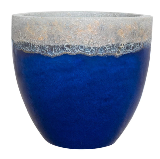 High-Quality Blue Ceramic Pots with Volcanic Rim