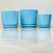 Blue geometric ceramic planter set