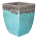 Milky Blue Square Ceramic Planter with Textured Rim