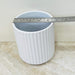 Contemporary white ribbed ceramic pot