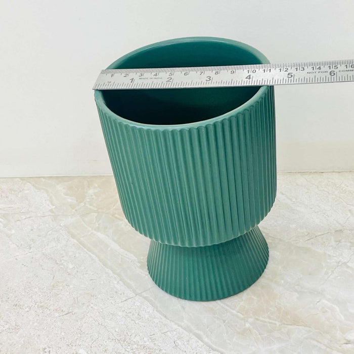 Geometric fluted ceramic planter