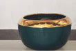 Round Ceramic Planter in Dark Teal with Drainage Hole