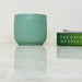 Stylish green ceramic planter with ribbed design