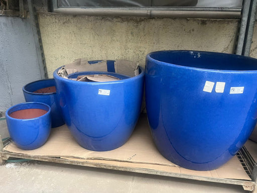 Deep Blue Ceramic Planters - Set of 5 for Indoor and Outdoor Use