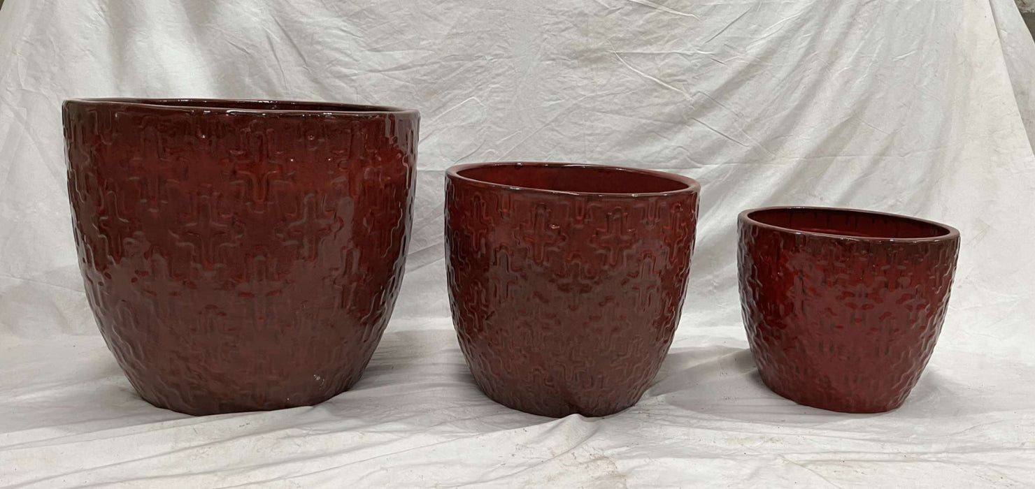 Textured Red Ceramic Pot