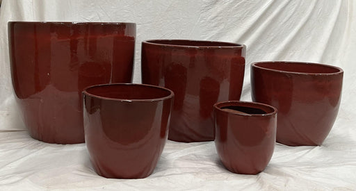 Red Ceramic Plant Pots Set of 5 for Home and Garden Decor