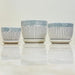 Elegant striped ceramic pots with a decorative rim