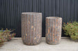 Large cylindrical ceramic planters for indoor plants