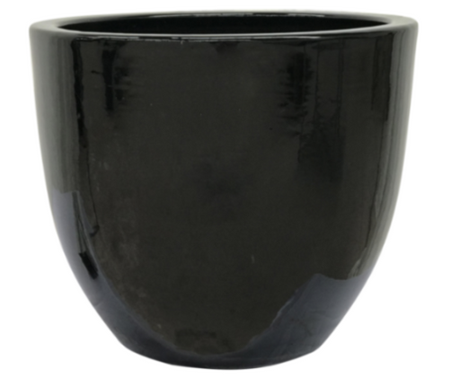 Round black ceramic pot