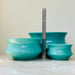 Glossy ceramic plant pots in aqua blue, set of 3