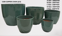 Green Glazed Ceramic Planter Set of 5 for Indoor and Outdoor Use