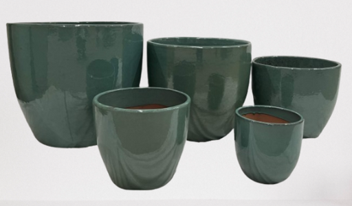 Durable Green Ceramic Planters in Various Sizes