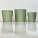 Set of green minimalist ceramic pots in three sizes