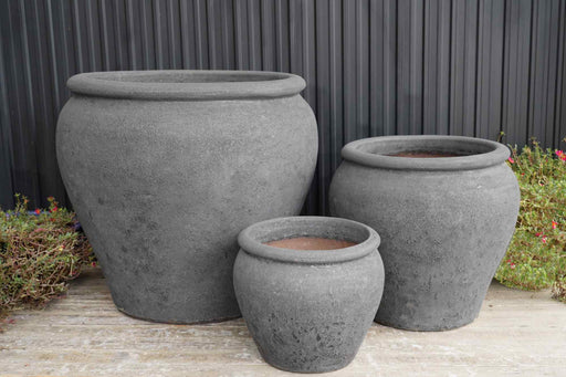 Elegant matte black ceramic pots