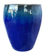 Large blue glazed ceramic pot set with tall round shape