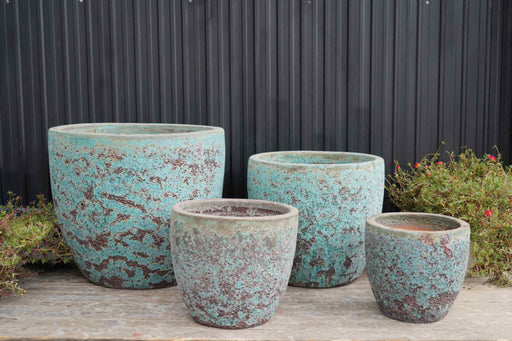 Durable rustic ceramic plant containers