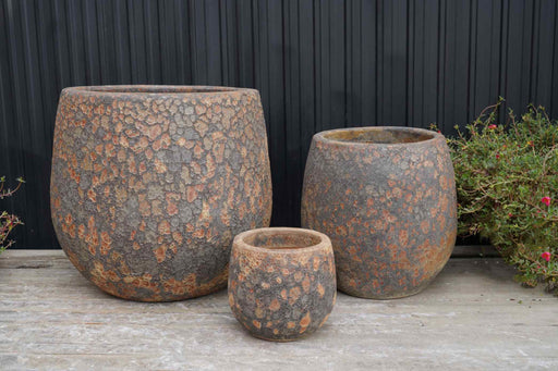 Set of rustic ceramic planters