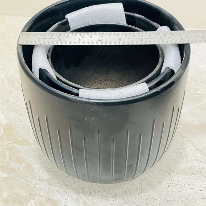 Large minimalist black ceramic planter