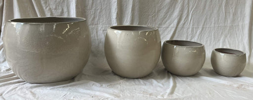 Set of Four White Ceramic Planters for Home and Garden