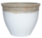 Large White Ceramic Planter with Volcanic Textured Rim