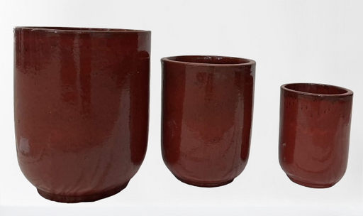 Medium Glossy Red Ceramic Planter