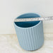 Minimalist ribbed blue ceramic planter