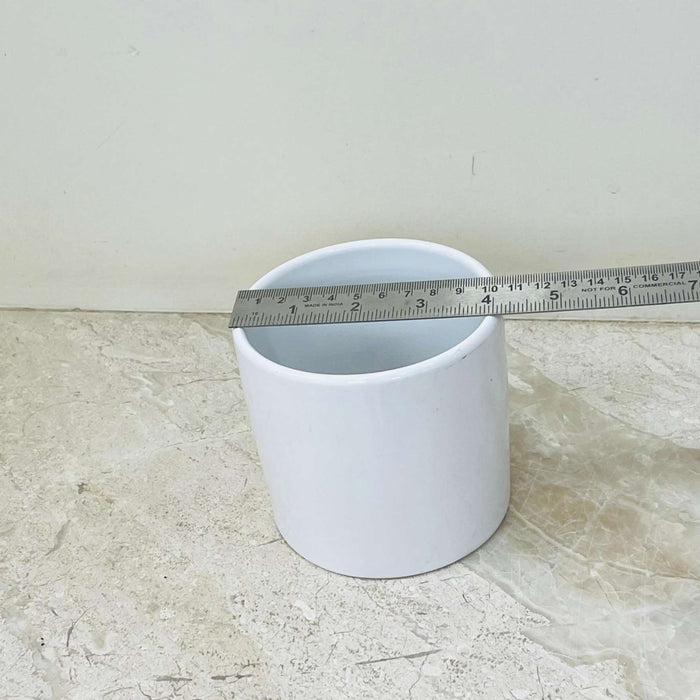 Matte white ceramic plant pot