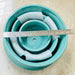 Ribbed ceramic planters in aqua blue for home décor