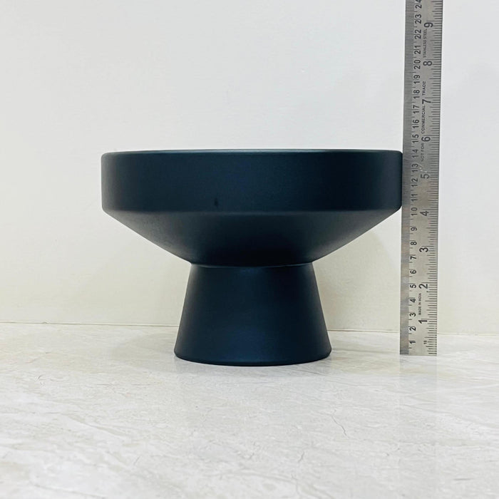 Modern black indoor plant pot with wide base