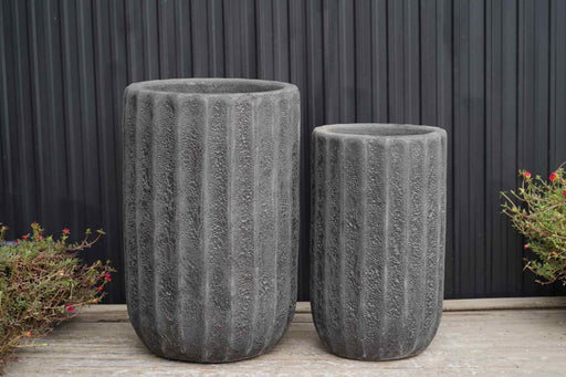 Modern fluted ceramic garden pots