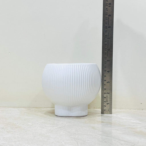 Modern round ceramic plant pot with base