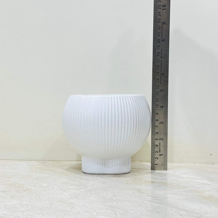 Modern round ceramic plant pot with base