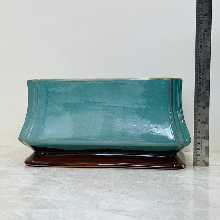 Modern Glazed Teal Ceramic Pot for Indoor Plants