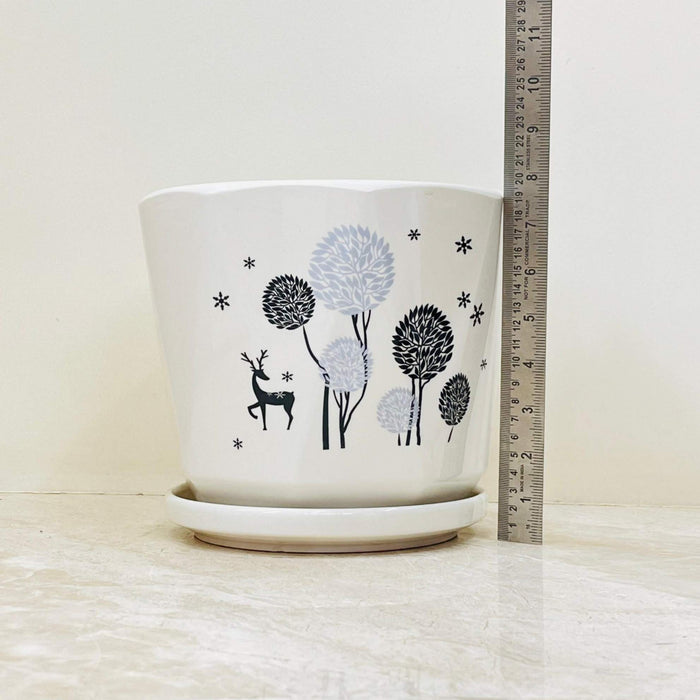 Elegant forest scene ceramic pot collection