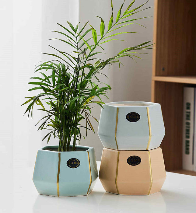 Elegant geometric ceramic flower vases