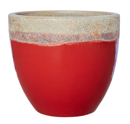 Round Red Ceramic Pots with Volcanic Texture