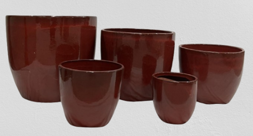 Red Glazed Ceramic Planter Set of 5 for Indoor and Outdoor Use