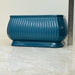 Glossy blue ribbed ceramic planters in a rectangular shape