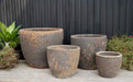 Weathered stone finish ceramic pots