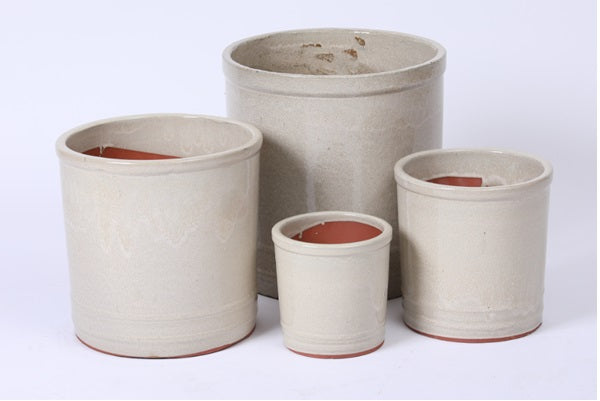 Set of Cream White Textured Ceramic Planters