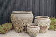 Durable weathered stone ceramic plant containers