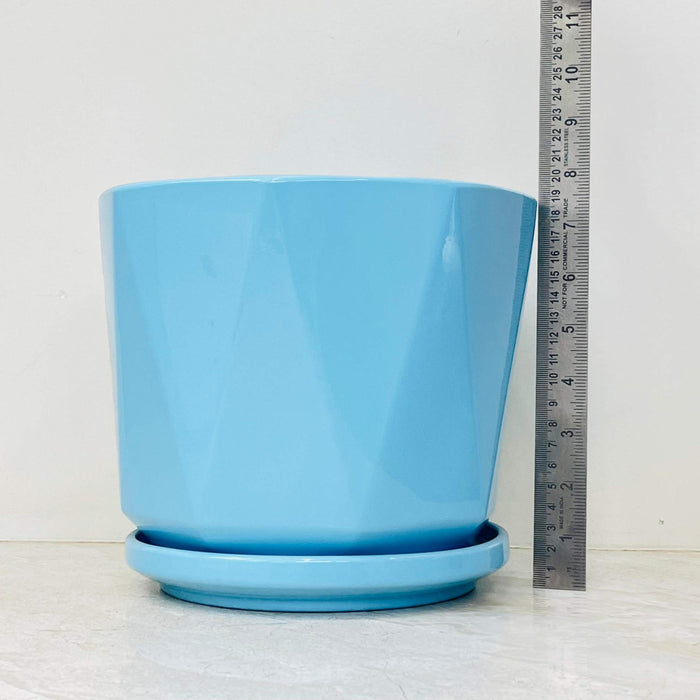 Small, medium, large blue ceramic pots