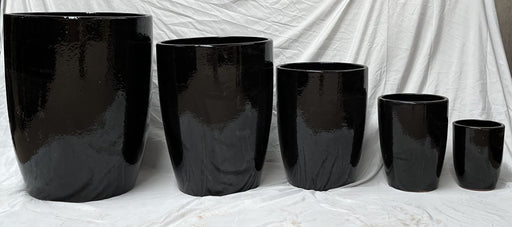 Medium Black Tapered Ceramic Pot