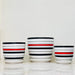 Stylish ceramic planters with contrasting black and red stripes