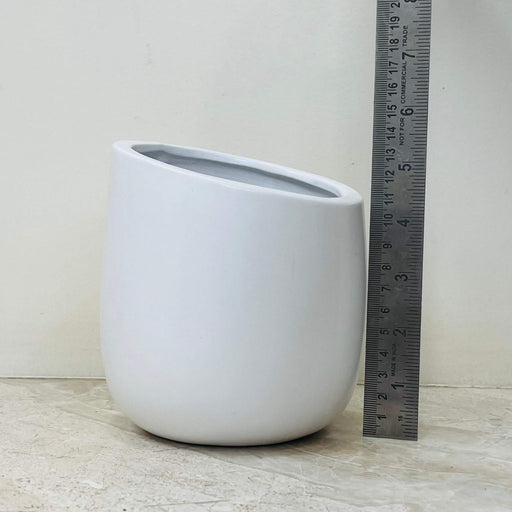 Unique slant design ceramic plant pot