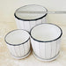 Black and white striped ceramic pots for indoor plants