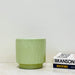 Wave-textured light green ceramic plant pot for home decor