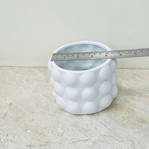 White bubble textured ceramic planter